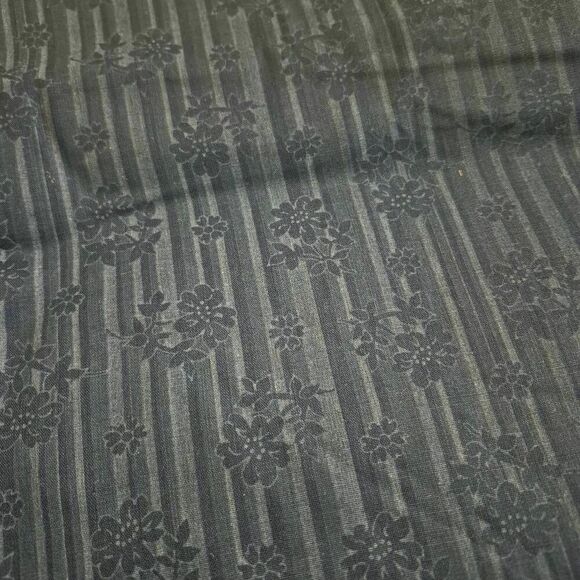 Fabric, Navy on Navy Striped & Floral Cotton 45" wide x 9.5 yds - Picture 4 of 4